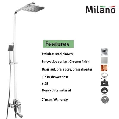 Milano Charming Bath Shower with Rod & Rain Shower Complete Set