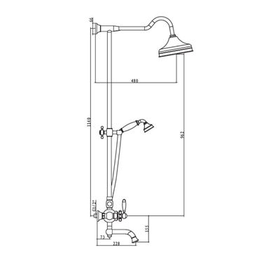 Milano Libra Bath Shower with Rod & Rain Shower Complete Set