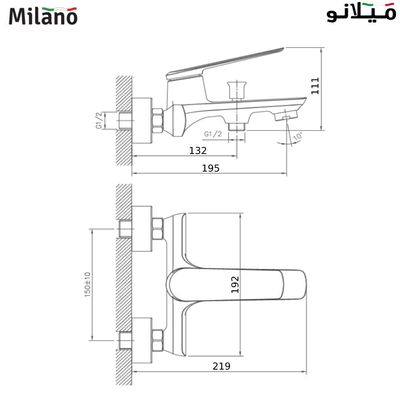 Milano Oxford White Bath Shower Mixer Tap with Hand Shower