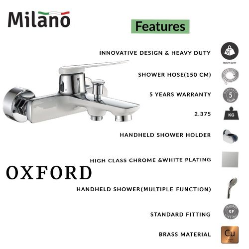 ميلانو اكسفورد - خلاط دش استحمام مع دش يدوي - أبيض