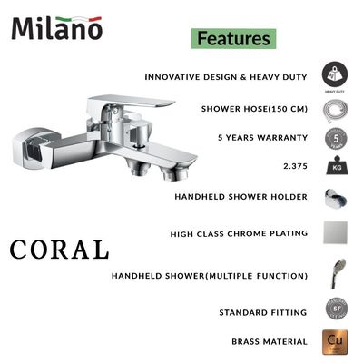 ميلانو كورال - خلاط دش استحمام مع دش يدوي