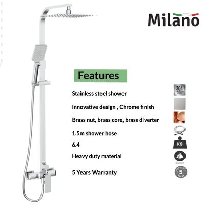 Milano Cube Bath Shower with Rod & Rain Shower Complete Set