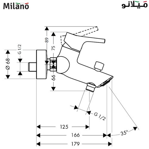 ميلانو ديتو - خلاط دش استحمام مع دش يدوي