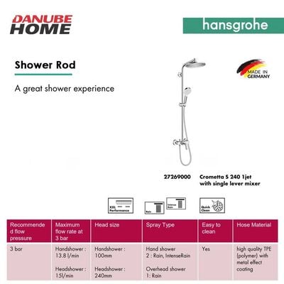 Hansgrohe Crometta S S240 Shower Column With Bath Mixer Chrome