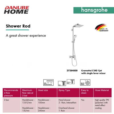 Hansgrohe Crometta E S240 Shower Column With Bath Mixer Chrome