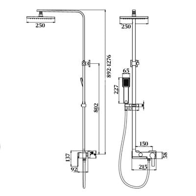 Milano Hope Rain Shower Column-Complete Set