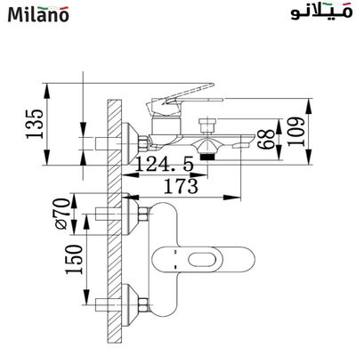 ميلانو ديتو - خلاط دش استحمام مع دش يدوي - أسود