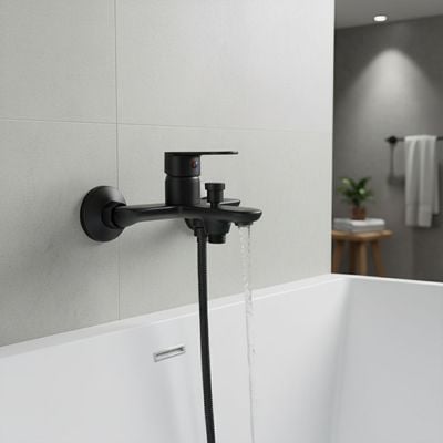 Milano Dito Black Bath Shower Mixer Tap with Hand Shower Milano Dito Black Bath Shower Mixer Tap with Hand Shower
