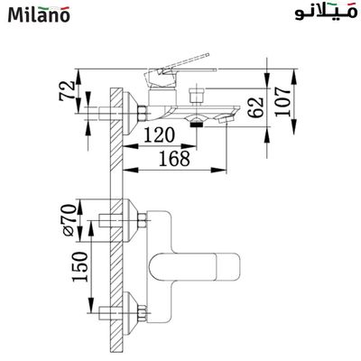 Milano Lemo Bath Shower Mixer Tap with Hand Shower