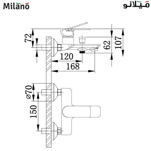 ميلانو ليمو - خلاط دش استحمام مع دش يدوي