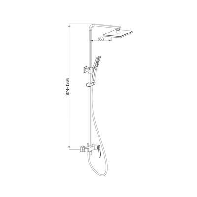 Milano Teriz Bath Shower with Rod & Rain Shower Complete Set