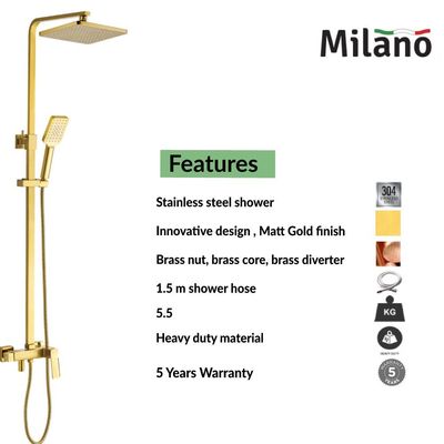 Milano Teriz Bath Shower with Rod & Rain Shower Complete Set