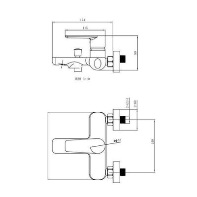 Milano Calli Wall Mounted Bath Shower Mixer Set Chrome