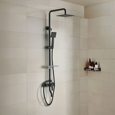 Milano Vista Rain Shower Column-Complete Set Matt Black 