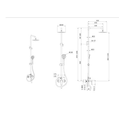 Milano Calli Rain Shower Column-Complete Set Snow Gold -Made In China