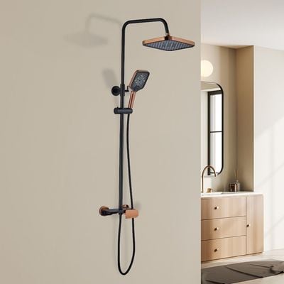 Milano Sina Rain Shower Mixer Matt Black W/Handle Rose Gold And Shower Set – Made In China