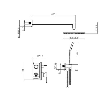 Milano Mac 2 Way Concealed Bath Shower Black - Made In Spain