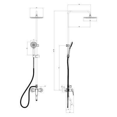 Milano Plus Brown Rain Shower Set Matt Black 