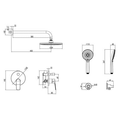 Milano Plus Brown 2 Way Concealed Bath Mixer Overhead Shower And Hand Shower Chrome