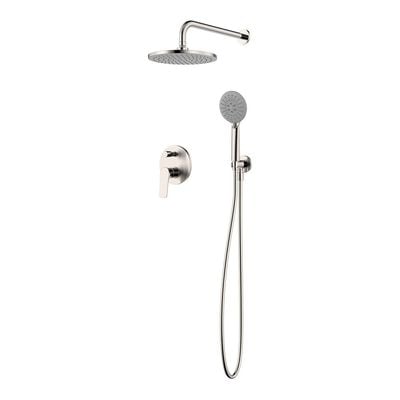 Milano Plus Brown 2 Way Concealed Bath Mixer Overhead Shower And Hand Shower Brushed Nickel