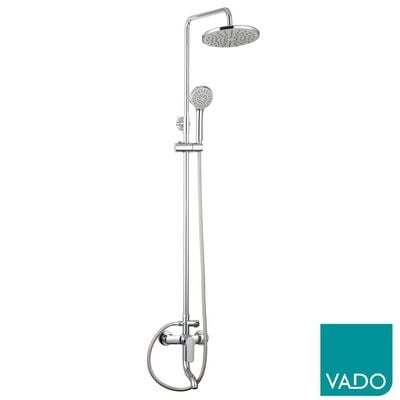 Vado Wall Mounted Manual Bath Shower Column With Bath Spout + Integrated Diverter