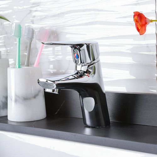 Milano Prato Basin Mixer Tap with Pop Up Waste & Flexible Pipe