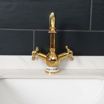 Milano Brass Gold Wash Basin Mixer With Pop Up