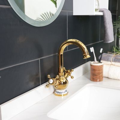 Milano Brass Gold Wash Basin Mixer With Pop Up