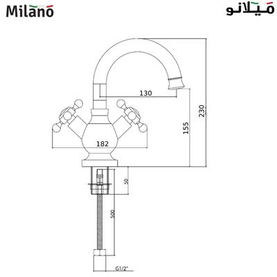 Milano Brass Gold Wash Basin Mixer With Pop Up