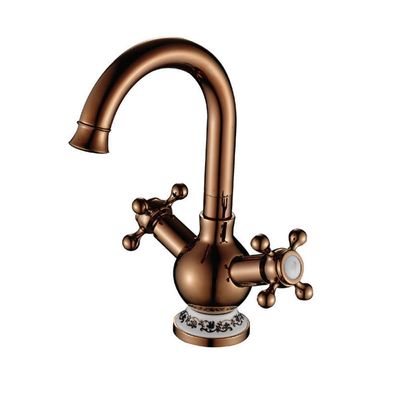 Milano Rose Gold Basin Mixer Tap with Pop Up Waste & Flexible Pipe