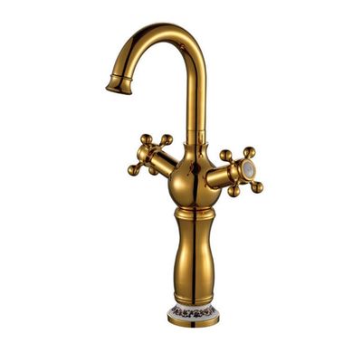 Milano Brass Gold Art Basin Mixer With Push Type Pop Up Waste