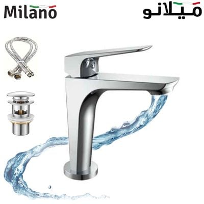 Milano Coral Basin Mixer With Click Pop Up Waste