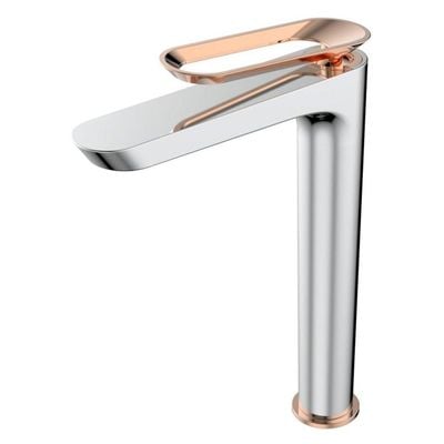 Milano Yaz Tall Basin Mixer Chrm/Rose Gold