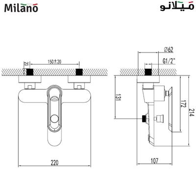 ميلانو ياز - خلاط دش استحمام مع دش يدوي