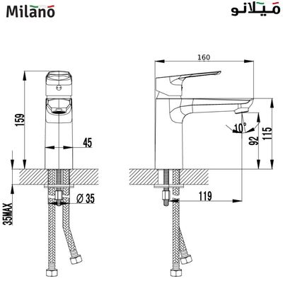 Milano Aliz Basin Mixer W/Pop Up Waste