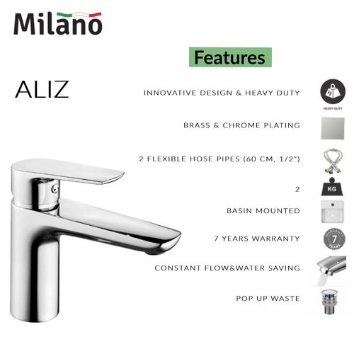 Milano Aliz Basin Mixer W/Pop Up Waste