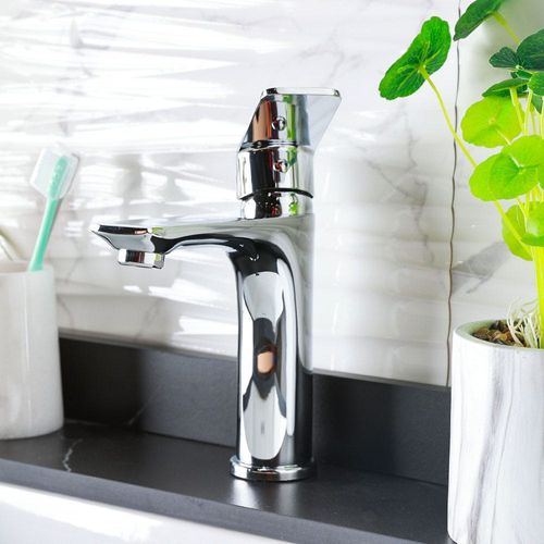 Milano Lemo Basin Mixer Tap with Pop Up Waste & Flexible Pipe
