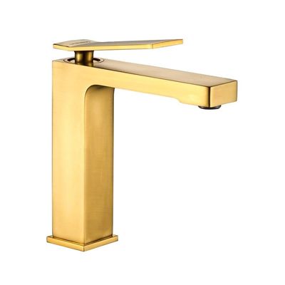 Milano Teriz Basin Mixer Tap with Pop Up Waste & Flexible Pipe - Matte Gold