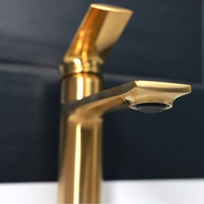 Milano Melz Basin Mixer Tap with Pop Up Waste & Flexible Pipe - Matte Gold