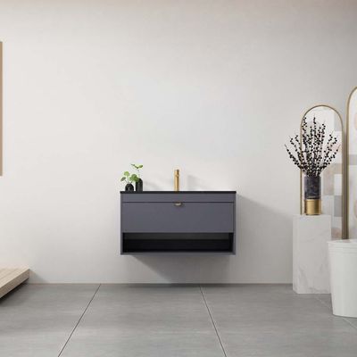 Milano Rexie Vanity Cabinet w/blk Porcelain Slab countertop