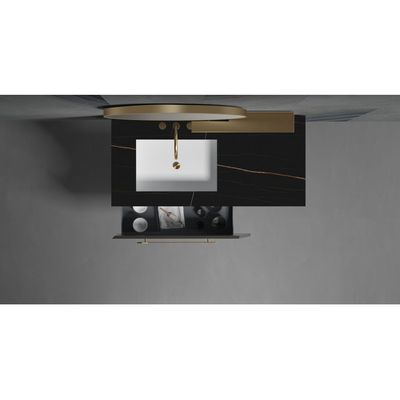 Milano Yang Vanity Cabinet W/Frame Less Mirror,S/S Shelf 1200*500*412 Washing Grey And Smokey Melamine 
