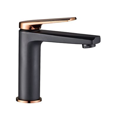 Milano Dulce Basin Mixer Rose Gold + Matt Black With Pop Up Waste - Made In China