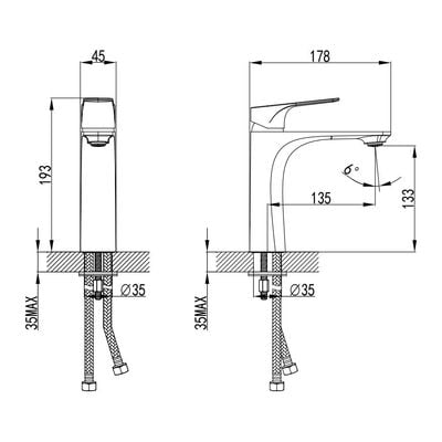 Milano Plus Brown Basin Mixer Brushed Nickel