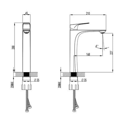 Milano Plus Brown Art Basin Mixer Chrome