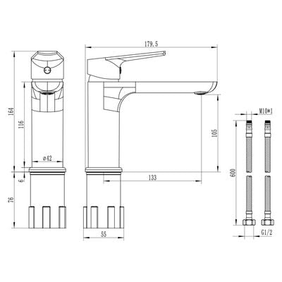 Milano Plus Bayz Plus Basin Mixer Black