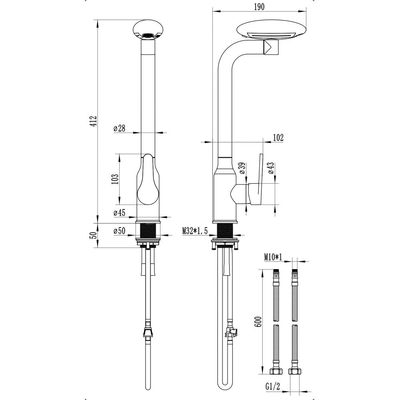 Milano Plus Rio Four Function Pull Out Sink Mixer