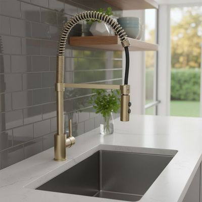 Milano Plus Pia Spring Pullout Sink Mixer Matt Gold - Made In China