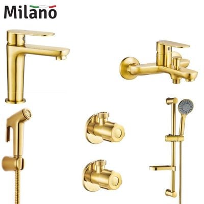 Milano Verdi Collection - Matt Gold (Basin+Bath+Shattaf+Angle Valve+Kit)
