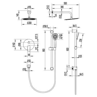 Milano Luxe Bayz Two Way Concealed Bath Shower Mixer Complete Set Matt Gold Color