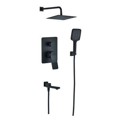 Milano Luxe Arc 3  Way Concealed Shower Mixer Complete Set Matt Black 